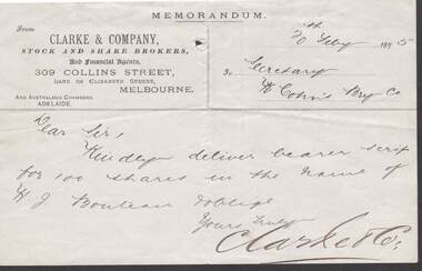 Document - COHN BROTHERS COLLECTION: 1895 LETTER