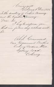 Document - COHN BROTHERS COLLECTION: 1895 HANDWRITTEN NOTE
