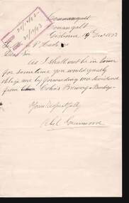Document - COHN BROTHERS COLLECTION: 1893 HANDWRITTEN NOTE