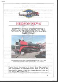 Newspaper - RAILWAYS COLLECTION: NEWSLETTER 'HUDSON NEWS'