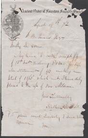 Document - ANCIENT ORDER OF FORESTERS NO. 3770 COLLECTION: CORRESPONDENCE