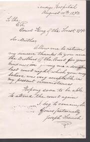 Document - ANCIENT ORDER OF FORESTERS NO. 3770 COLLECTION: CORRESPONDENCE