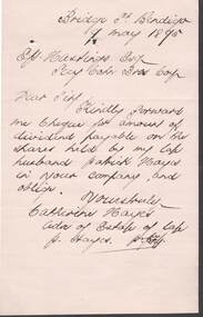 Document - COHN BROTHERS COLLECTION: 1895 HANDWRITTEN NOTE
