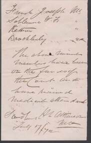 Document - ANCIENT ORDER OF FORESTERS NO. 3770 COLLECTION: CORRESPONDENCE