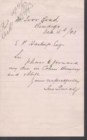 Document - COHN BROTHERS COLLECTION: 1893 HANDWRITTEN NOTE