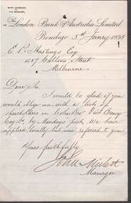 Document - COHN BROTHERS COLLECTION: 1895 HANDWRITTEN NOTE