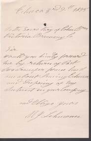 Document - COHN BROTHERS COLLECTION: 1895 HANDWRITTEN NOTE