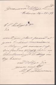 Document - COHN BROTHERS COLLECTION: 1893 HANDWRITTEN NOTE