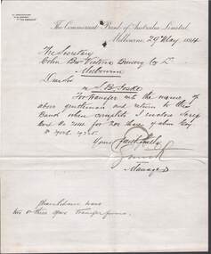 Document - COHN BROTHERS COLLECTION: 1894 HANDWRITTEN NOTE