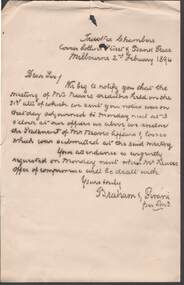 Document - COHN BROTHERS COLLECTION: 1894 HANDWRITTEN NOTE