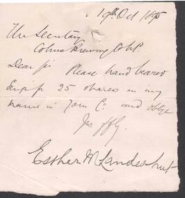 Document - COHN BROTHERS COLLECTION: 1895 HANDWRITTEN NOTE