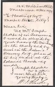 Document - COHN BROTHERS COLLECTION: 1893 HANDWRITTEN NOTE
