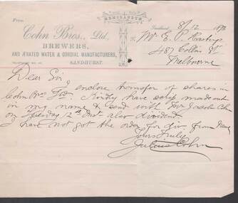 Document - COHN BROTHERS COLLECTION: 1893 LETTER