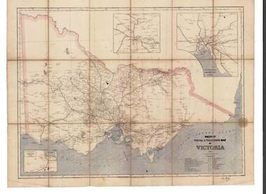 Map - RAILWAYS COLLECTION: PHOTO OF RAILWAY POSTAL & TELEGRAPH MAP OF VICTORIA 1887, 1887