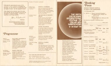 Document - THE BENDIGO WEEKEND FESTIVAL OF ORGAN & HARPSICHORD, VARIOUS HISTORICAL BENDIGO SITES, 17 November, 1978