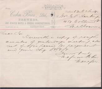 Document - COHN BROTHERS COLLECTION: 1893 LETTER