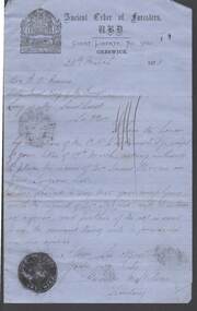 Document - ANCIENT ORDER OF FORESTERS NO. 3770 COLLECTION: CORRESPONDENCE