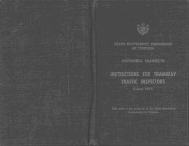 Book - RAILWAYS COLLECTION: INSTRUCTIONS FOR TRAMWAY TRAFFIC INSPECTORS BOOK