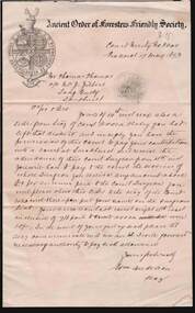 Document - ANCIENT ORDER OF FORESTERS NO. 3770 COLLECTION: CORRESPONDENCE