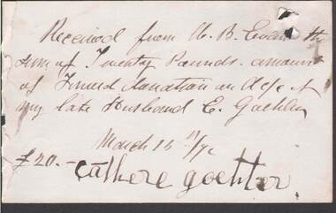 Document - ANCIENT ORDER OF FORESTERS NO. 3770 COLLECTION: RECEIPT