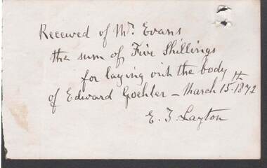 Document - ANCIENT ORDER OF FORESTERS NO. 3770 COLLECTION: RECEIPT