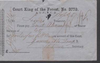 Document - ANCIENT ORDER OF FORESTERS NO. 3770 COLLECTION: TO PAY