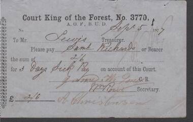 Document - ANCIENT ORDER OF FORESTERS NO. 3770 COLLECTION: TO PAY