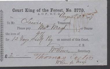 Document - ANCIENT ORDER OF FORESTERS NO. 3770 COLLECTION: TO PAY