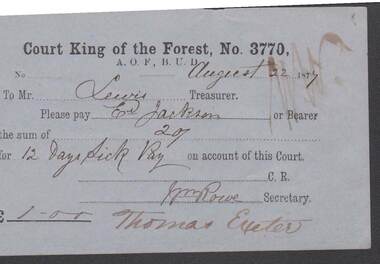 Document - ANCIENT ORDER OF FORESTERS NO. 3770 COLLECTION: TO PAY