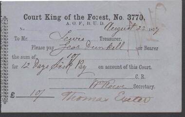 Document - ANCIENT ORDER OF FORESTERS NO. 3770 COLLECTION: TO PAY