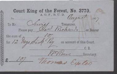 Document - ANCIENT ORDER OF FORESTERS NO. 3770 COLLECTION: TO PAY