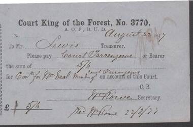 Document - ANCIENT ORDER OF FORESTERS NO. 3770 COLLECTION: TO PAY