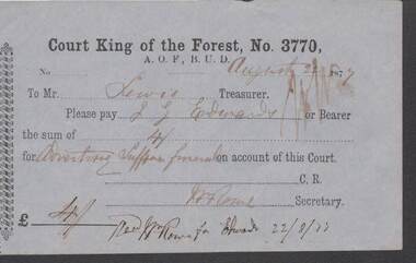 Document - ANCIENT ORDER OF FORESTERS NO. 3770 COLLECTION: TO PAY