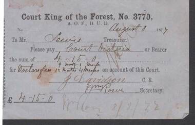 Document - ANCIENT ORDER OF FORESTERS NO. 3770 COLLECTION: TO PAY