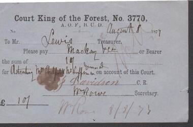 Document - ANCIENT ORDER OF FORESTERS NO. 3770 COLLECTION: TO PAY