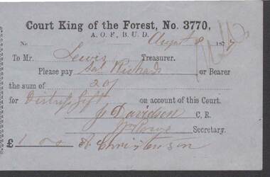 Document - ANCIENT ORDER OF FORESTERS NO. 3770 COLLECTION: TO PAY