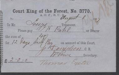 Document - ANCIENT ORDER OF FORESTERS NO. 3770 COLLECTION: TO PAY