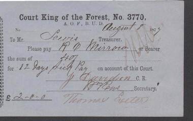 Document - ANCIENT ORDER OF FORESTERS NO. 3770 COLLECTION: TO PAY