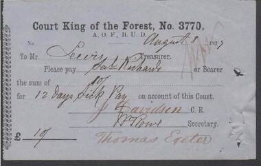 Document - ANCIENT ORDER OF FORESTERS NO. 3770 COLLECTION: TO PAY