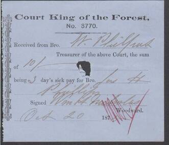 Document - ANCIENT ORDER OF FORESTERS NO. 3770 COLLECTION: RECEIPT