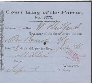 Document - ANCIENT ORDER OF FORESTER NO.3770 COLLECTION: RECEIPT