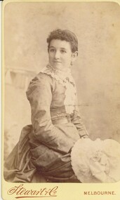 Photograph - SMALL PORTRAIT PHOTOGRAPH OF WOMAN HOLDING HAT