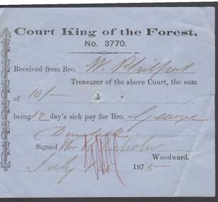 Document - ANCIENT ORDER OF FORESTERS NO. 3770 COLLECTION: RECEIPT