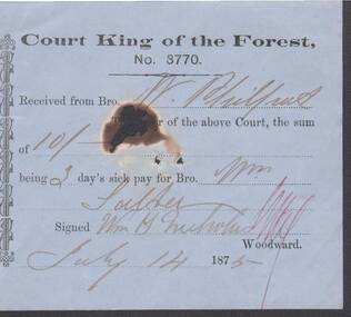 Document - ANCIENT ORDER OF FORESTERS NO. 3770 COLLECTION: RECEIPT