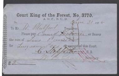 Document - ANCIENT ORDER OF FORESTERS NO. 3770 COLLECTION: TO PAY