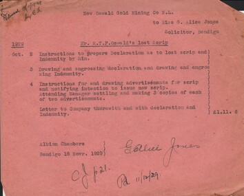 Document - MISS G ALICE JONES COLLECTION: ACCOUNT