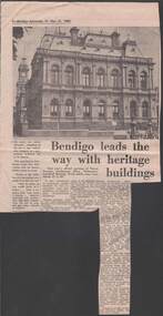 Newspaper - 1980 NEWSPAPER ARTICLE: BENDIGO LEADS THE WAY WITH HERITAGE BUILDINGS