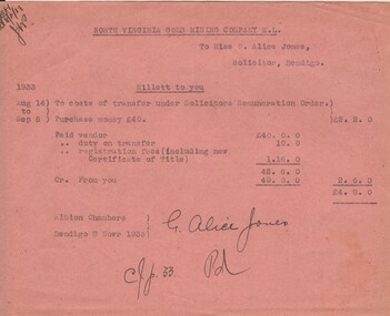 Document - MISS G ALICE JONES COLLECTION: ACCOUNT