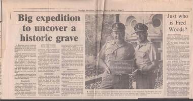 Newspaper - BENDIGO ADVERTISER ARTICLE 4.5.1991: THE SEARCH FOR WILLIAM PATTON'S GRAVE