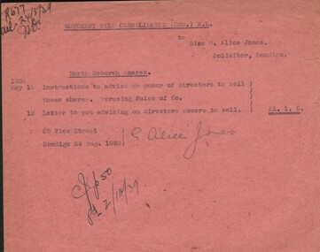 Document - MISS G ALICE JONES COLLECTION: ACCOUNT